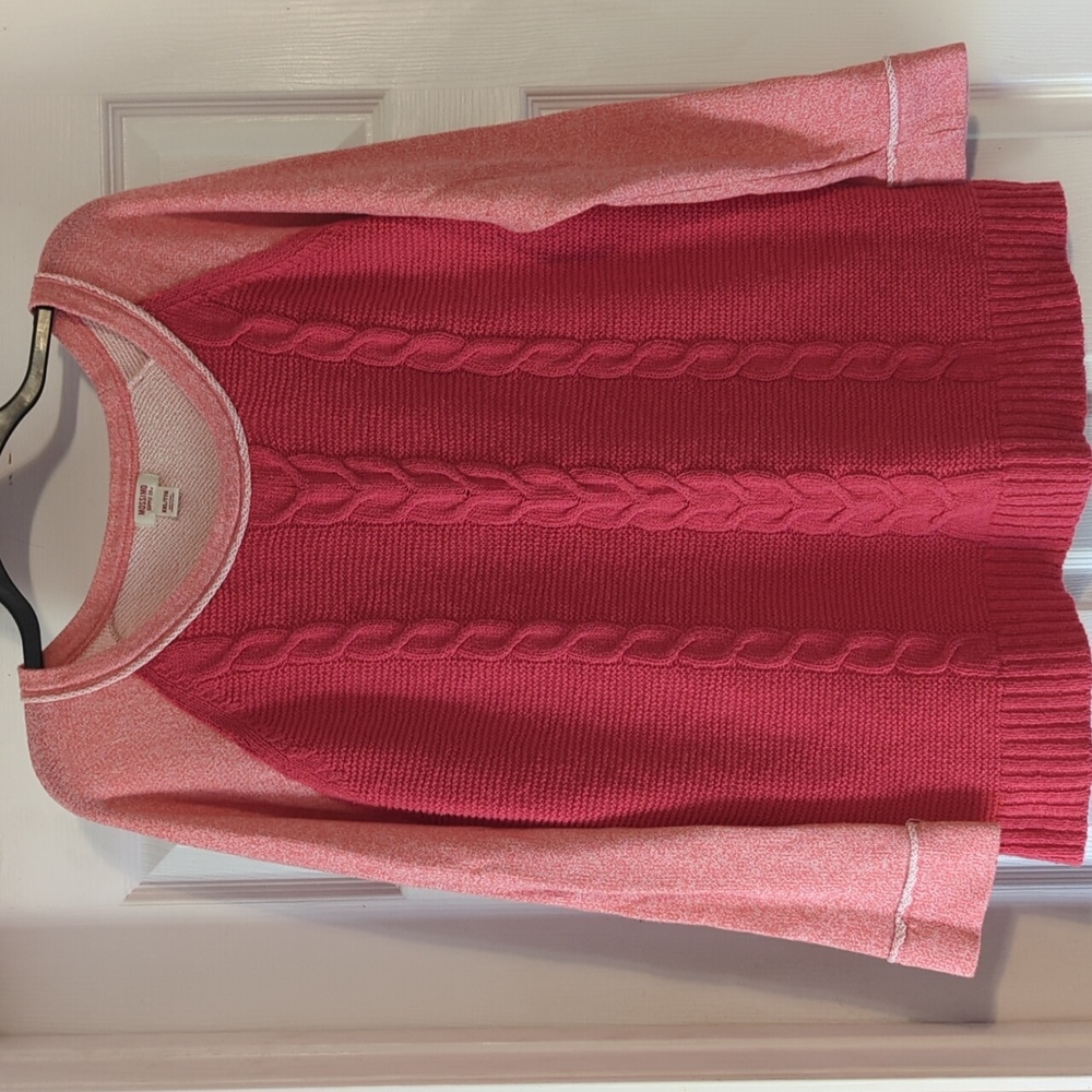 Mossimo Women 2XL‎ Pink Cable Knit Color Block Raglan Pullover Sweater 621